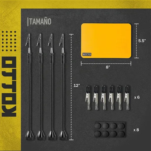 Vista 4 de Fstop Labs Herramienta de soldadura de tercera mano, soporte para PCB, cuatro brazos metálicos flexibles con base magnética, manos que ayudan a