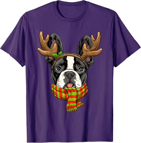 Vista 24 de Camiseta de Navidad para perro Bulldog Francés, Negro, S