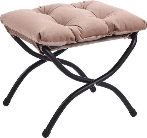 Vista 16 de LITA Taburete reposapiés tapizado plegable, moderno y pequeño otomano portátil con cojín de algodón grueso desmontable acolchado con marco de metal