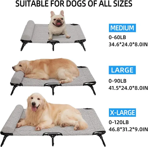 Vista 6 de ABE Cama elevada para perros – Cuna para perros al aire libre, fuera del suelo, refrescante, tamaño grande (mediano)