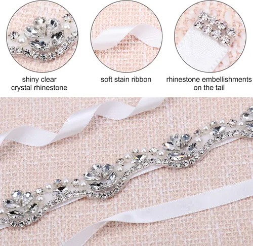 Vista 3 de Tendaisy Cinturón de novia de cristal para mujer, con diamantes de imitación, cinturones de boda para vestidos