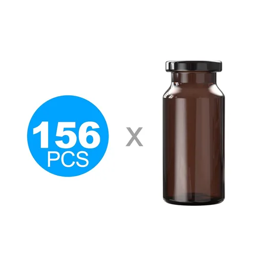 Vista 3 de Ks-Tek Frasco transparente de vidrio de borosilicato con fondo plano, acabado biselado, botella de vidrio, (0.3 fl oz ámbar, 156)