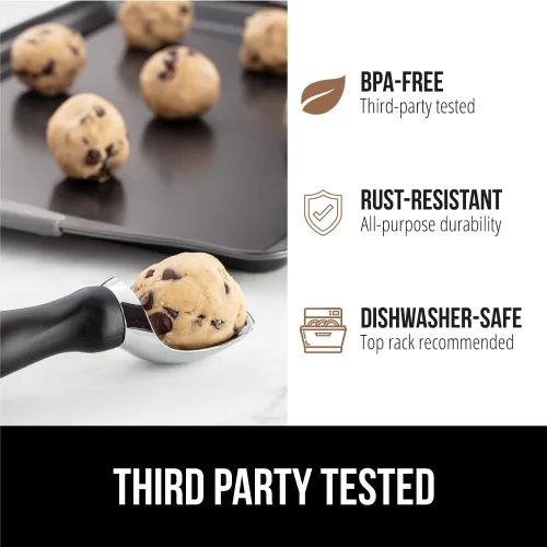 Vista 6 de GORILLA GRIP Cuchara para helado resistente sin BPA, mango ergonómico cómodo, cuchara de grado profesional para porciones redondas perfectas