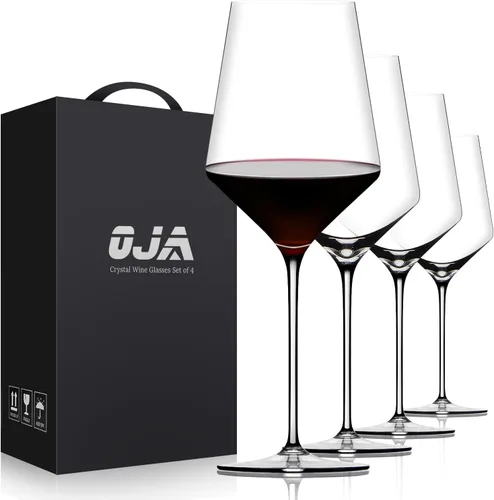 Vista 12 de OJA Juego de 12 copas de vino sin tallo, 15 onzas, copas de vino tinto y blanco de cristal, sin tallo, transparentes, vaso resistente para beber