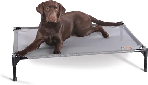 Vista 20 de K&H PET PRODUCTS - Cuna elevada para mascotas con centro de malla, varios tamaños Malla de color marrón.