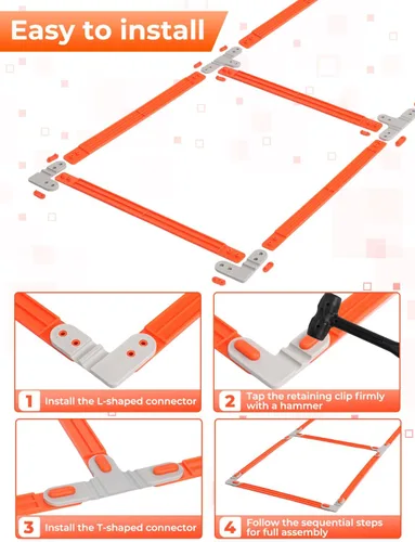 Vista 6 de GHB Tangle-Free Agility Ladder Hurdles, 15ft 11 Rungs Amarillo-6 conos
