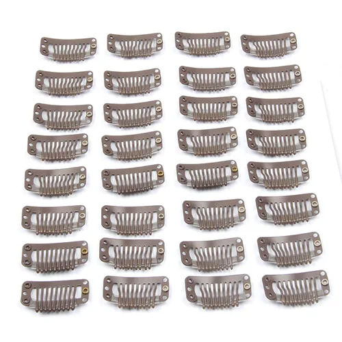 Vista 6 de 20 clips de metal para extensiones de cabello y pelucas Beige -20 piezas