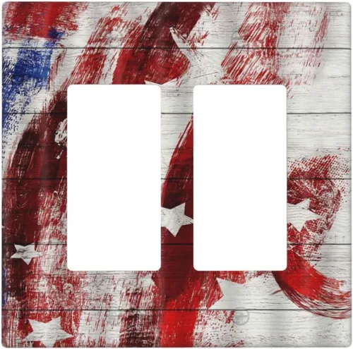 Vista 130 de Cubiertas decorativas para placa de interruptor, bandera estadounidense, receptáculo de 1 banda, placa de pared dúplex, cubierta de interruptor
