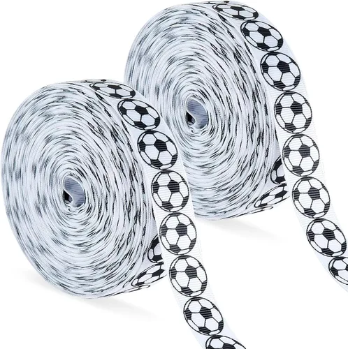 Vista 8 de Boao 1 cinta de fútbol de 25 yardas, diseño deportivo de grogrén, patrón de fútbol con cable para envoltura de paquetes de regalo, diseño floral
