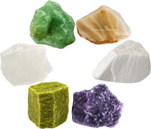 Vista 20 de Amazing Gemstone Cristales para manifestación de ansiedad, juego de 6 cristales curativos de amatista, sodalita, labradorita, angelita, granate