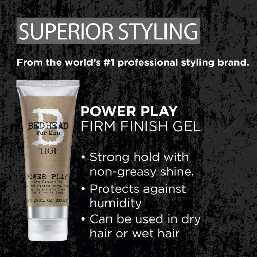 Vista 2 de Bed Head para hombres Power Play - Gel de acabado firme, 6.76 onzas líquidas