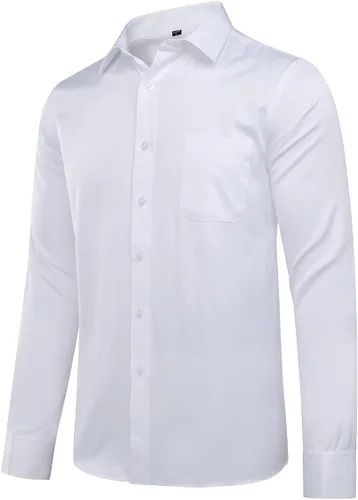 Vista 4 de Cloudstyle Camisa de Vestir para Hombre Ajuste Delgado con Botones a Rayas Camiseta a Cuadros