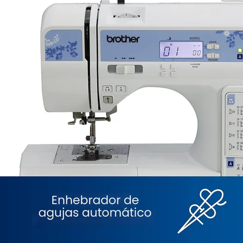 Vista 7 de Máquina computarizada Brother CS7205, 150 puntadas integradas, 1 fuente, mesa ancha, 11 pies de costura, color blanco