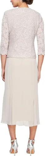 Vista 2 de Alex Evenings Women's Tea Length Button-Front Jacket Dress