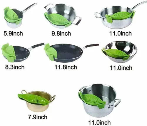 Vista 5 de 2 piezas de colador con clip, colador para ollas para pasta, carne, verduras y frutas, coladores de silicona - Se ajusta a todas las ollas y cuencos.