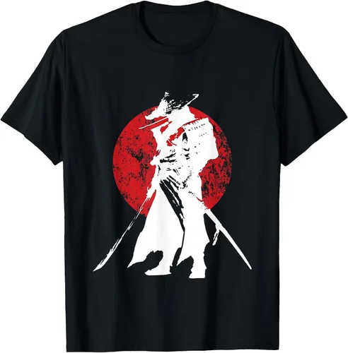 Vista 5 de Vintage Japanese Samurai Retro Bushido Warrior Japan Sword T-Shirt Asphalt Grey
