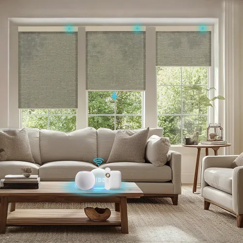 Vista 15 de Persianas motorizadas con control remoto, persianas enrollables opacas completas, funcionan con Homekit Alexa y Google Assistant, persianas solares