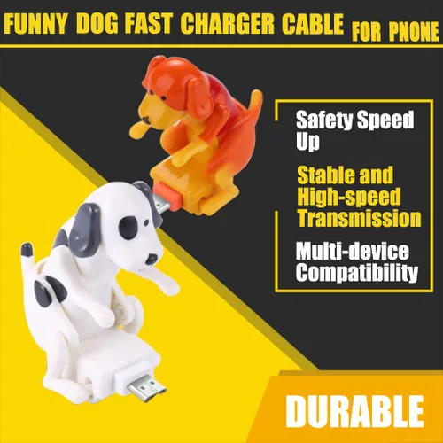 Vista 2 de Funny Dog - Cable de carga USB de 4 pies para Android (cable Android, naranja)
