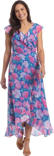 Vista 6 de London Times London Times - Vestido largo de gasa para mujer, con volantes, de gasa, para invitada de boda