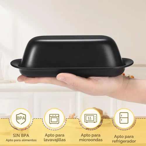 Vista 2 de Hekeieon - Mantequillera con tapa, recipiente de mantequilla, fácil de servir, contenedor de mantequilla para mantequilla de la costa este y oeste