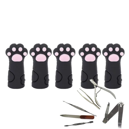 Vista 10 de 5 fundas para tijeras, tijeras de cutícula, protectores de cubierta con forma de gato, cubierta protectora de silicona para uñas y uñas de los pies