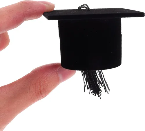 Vista 4 de Amosfun Caja de anillo con forma de sombrero de doctor, regalo de graduación, organizador creativo, caja de almacenamiento, soporte para anillo