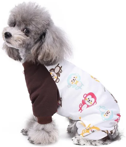Vista 15 de s-lifeeling Disfraces de perro para chamarra para interiores y exteriores Mermaid Patrón cómodo cachorro pijamas suave perro Jumpsuit Camisa mejor