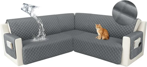 Vista 48 de HDCAXKJ Funda seccional de esquina impermeable para sofá de terciopelo en forma de L, fundas para sofá para mascotas, perros, suaves, resistentes