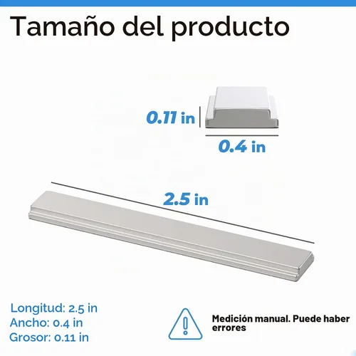 Vista 2 de Imán en T plateado de 2-1/2" para puerta de ducha de vidrio oscilante y manija