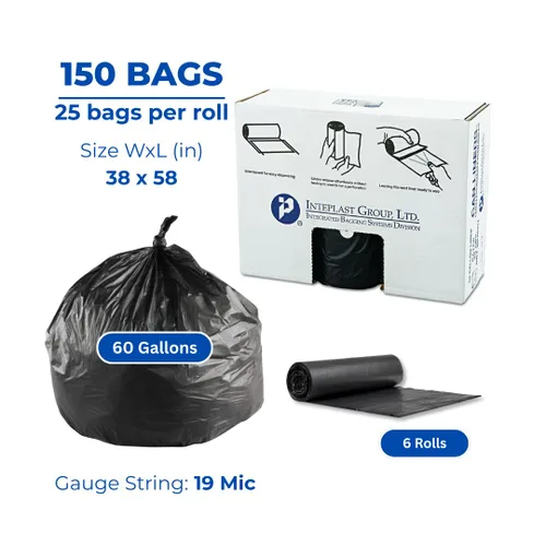Vista 2 de Inteplast Group Valu-Plus HDPE. Star Seal. Revestimiento para bote de basura, Negro, 150