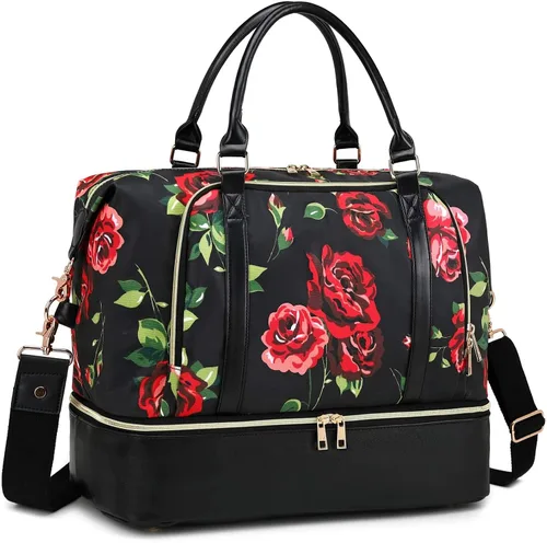 Vista 18 de CAMTOP - Bolsa de viaje de fin de semana para mujer, bolsa de lona con espacio para laptop de15.6 pulgadas