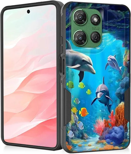 Vista 73 de Funda para Moto G Play 4G 2024, resistente de doble capa híbrida de policarbonato duro, goma suave, a prueba de golpes, funda protectora resistente