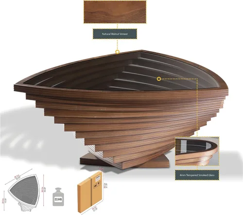 Vista 4 de by Papella Design, Mesas de centro de nogal natural Veener para sala de estar, mesa rústica, mesa de centro para sala, mesa central, mesa