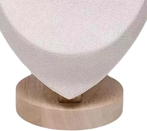 Vista 2 de Soporte de busto de joyería para exhibición de cadena de collar con base de madera, beige