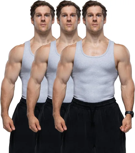 Vista 12 de Ekkovision Lifestyle Beaters, camisetas sin mangas para hombre, algodón y elastano, ajuste regular, tela acanalada Negro