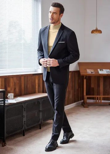 Vista 4 de COOFANDY Suéter de cuello alto falso para hombre casual básico de punto térmicos para hombre