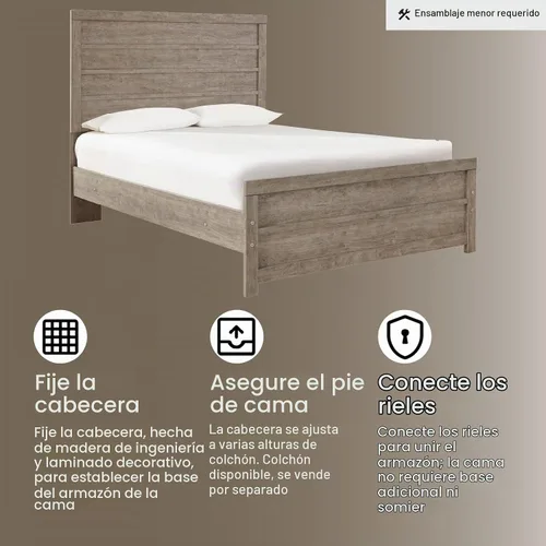 Vista 7 de Signature Design by Ashley Culverbach Farmhouse - Marco de cama de panel