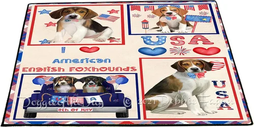 Vista 10 de Doggie of the Day American English Foxhound Dogs Floor Mat - 4th of July Independence Day - Best Dog Doormat - Protector Decor - Unique Portrait Art