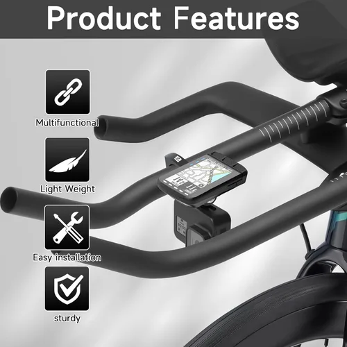 Vista 6 de Soporte para computadora de bicicleta para Garmin, barras Aero Bar, soporte de computadora GPS, tamaño compatible con manillar de 0.874 in y 0.882