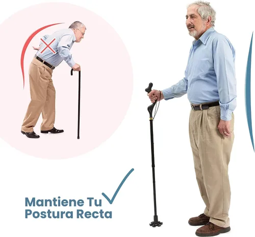 Vista 2 de Bastón para caminar para hombres y mujeres - Bastón especial de equilibrio con 10 alturas ajustables - Autoportante, plegable, portátil, plegable