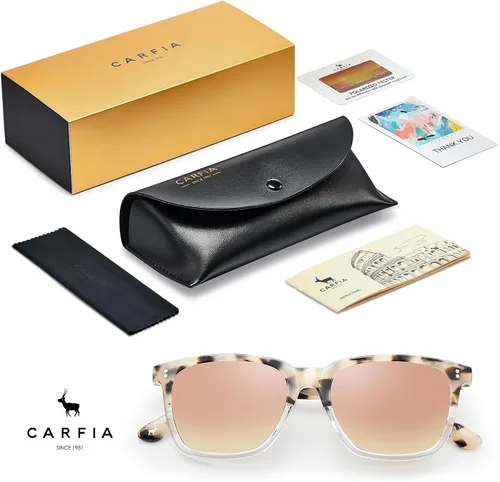 Vista 94 de Carfia Chic - Lentes de sol polarizados para mujer, protección UV400, marco de acetato pulido a mano