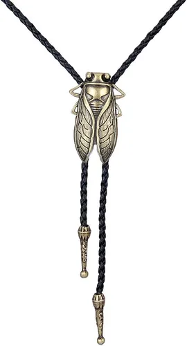 Vista 141 de Jeilwiy Corbata de bolo para hombre, corbata de vaquero occidental, collar de corbata de bolo dorado, corbata de cuero, corbata de Halloween