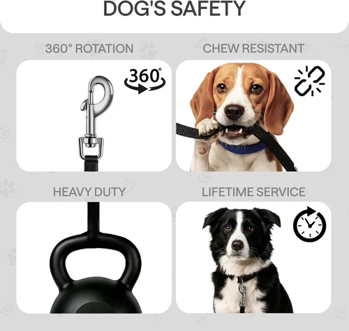 Vista 3 de Correa retráctil para perros pequeños de hasta 33 libras – 10 pies de largo manos libres plomo para perros – Correa reflectante resistente