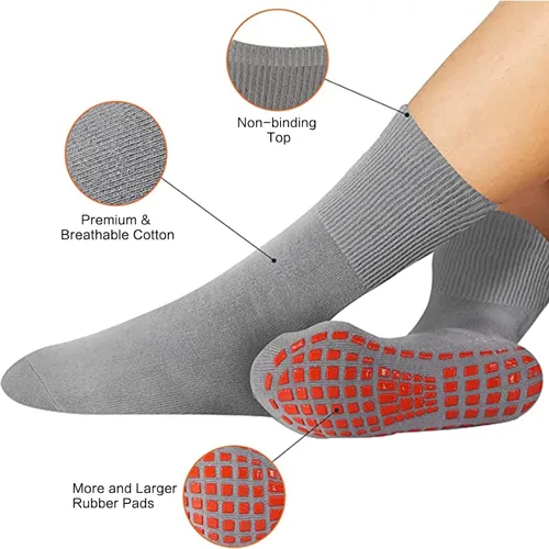 Vista 2 de NOVAYARD 5 pares de calcetines antideslizantes para hospital, diabéticos, yoga, pilates, barre hombres y mujeres