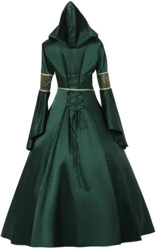 Vista 4 de CosplayDiy Disfraz victoriano medieval con capucha para mujer