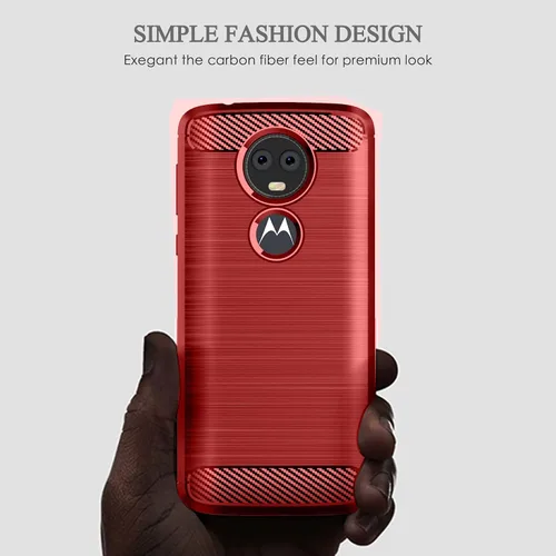Vista 5 de Asuwish Funda protectora para Moto E5 Plus E 5 Supra con protector de pantalla y accesorios de celda de TPU suave delgada y suave, Motorola E5+ Rojo