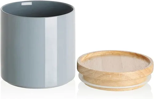 Vista 21 de Recipientes de cocina Sweejar, tarro de almacenamiento de cerámica para alimentos, recipientes apilables con tapa hermética de madera para servir