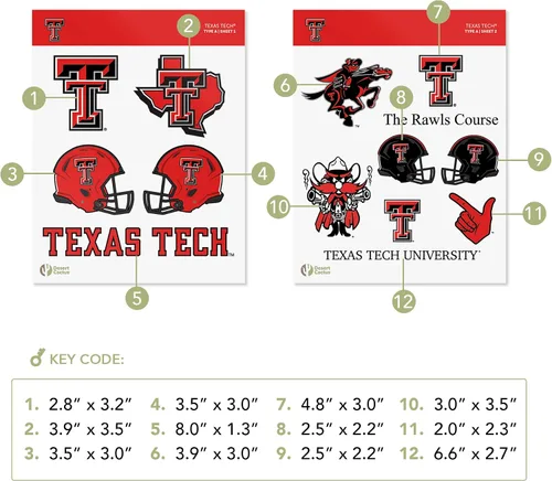 Vista 3 de Desert Cactus Texas Tech Sticker - Calcomanía de vinilo de Texas Tech Red Raiders, para laptop, botella de agua para automóvil, hoja de recortes