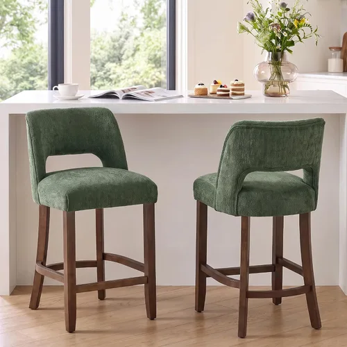 Vista 53 de VKNOW Juego de 2 Taburetes de Bar, Taburetes de Bar Tapizados de Altura de Mostrador, Taburetes Modernos de Mostrador con Patas de Madera para Isla