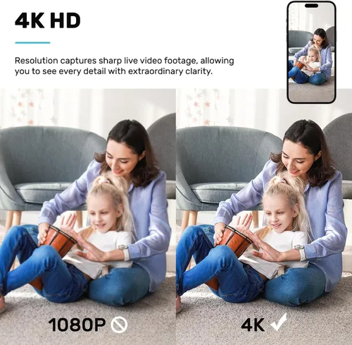 Vista 6 de Mini cámara de seguridad 4K, cámara inalámbrica WiFi, pequeña cámara portátil HD para niñera con detección de movimiento, almacenamiento en la nube